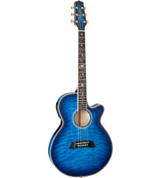 TAKAMINE - GUITARE THIN LINE SERIES TSP100 FX CUTAWAY QUILT DARK BLUE SUNBURST