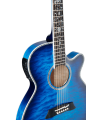 TAKAMINE - GUITARE THIN LINE SERIES TSP100 FX CUTAWAY QUILT DARK BLUE SUNBURST