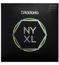 D'ADDARIO - NYXL45105 FILET NICKEL  AIGUËS LIGHT / GRAVES MEDIUM, 45-105, DIAPASON LONG