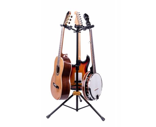 Support De Guitare Hercules Pliable Pour 3 Instruments Avec Roulettes - Transport Facile, Stable