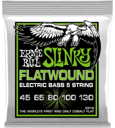 ERNIE BALL - SLINKY FLATWOUND 5 CORDES 45-130