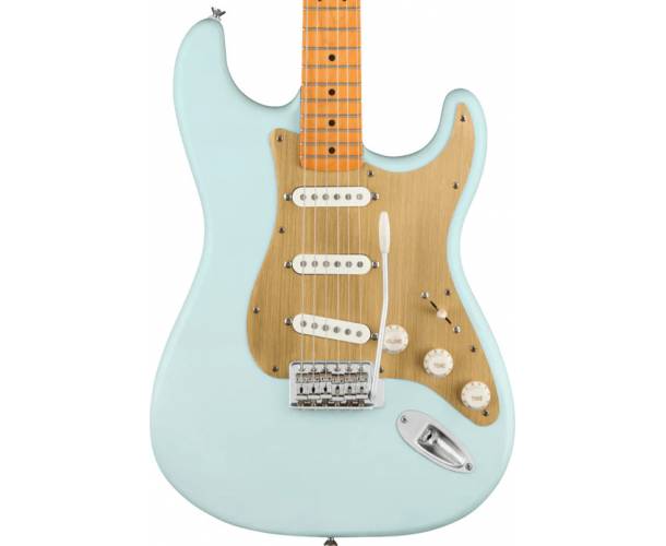 SQUIER - 40TH ANNIVERSARY STRATOCASTER VINTAGE EDITION MAPLE FINGERBOARD GOLD ANODIZED PICKGUARD SATIN SONIC BLUE