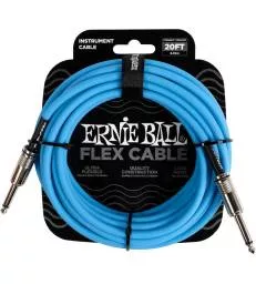 ERNIE BALL - CABLES INSTRUMENT FLEX JACK/JACK 6M BLEU