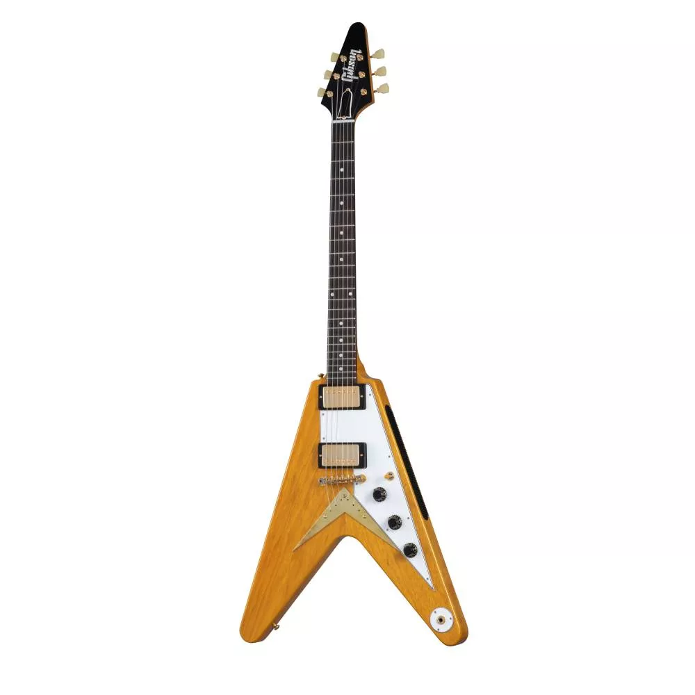 Gibson - 1958 Korina Flying V White Pickguard Natural Guitare