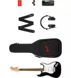 SQUIER - AFFINITY SERIES STRATOCASTER MUSTANG MICRO PACK LAUREL FINGERBOARD BLACK GIG BAG HD9 US CA EU AU JP