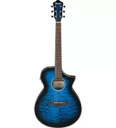 IBANEZ - AEWC16QATLH TRANSPARENT BLUE SUNBURST HIGH GLOSS TOP  DARK BROWN HIGH GLOSS BACK AND SIDES