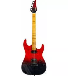 JET GUITARS - JS 1000 VULCANO TRANSPARENT RED FLAMME