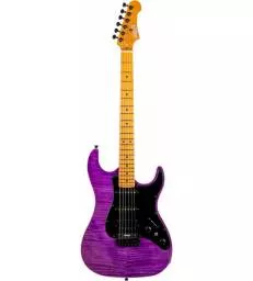 JET GUITARS - JS 600 TRANSPARENT PURPLE - HSS ACAJOU FLAMME