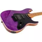JET GUITARS - JS 600 TRANSPARENT PURPLE - HSS ACAJOU FLAMME