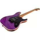 JET GUITARS - JS 600 TRANSPARENT PURPLE - HSS ACAJOU FLAMME