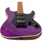 JET GUITARS - JS 600 TRANSPARENT PURPLE - HSS ACAJOU FLAMME