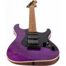 JET GUITARS - JS 600 TRANSPARENT PURPLE - HSS ACAJOU FLAMME