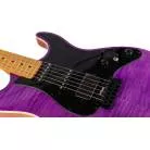 JET GUITARS - JS 600 TRANSPARENT PURPLE - HSS ACAJOU FLAMME