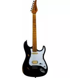 JET GUITARS - JS 800 RELIC BLACK - MANCHE ERABLE TORREFIE