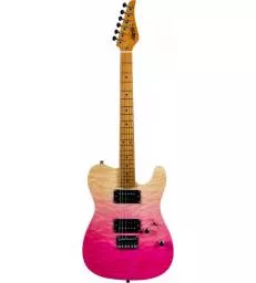 JET GUITARS - JT 450 QUILTED TRANSPARENT PINK - ERABLE TORREFIE HH