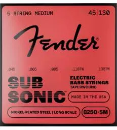 FENDER - SUBSONIC 8250-5M BASS STRINGS TAPERWOUND NICKEL-PLATED STEEL 5-STRING LONG SCALE GAUGES .045-.130 (5)