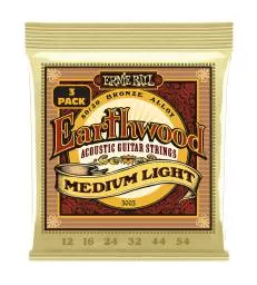 ERNIE BALL - EARTHWOOD 80/20 BRONZE MEDIUM LIGHT 12-54 - PACK DE 3