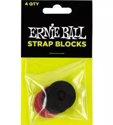 ERNIE BALL - PACK DE 4 STRAP BLOCKS NOIR ET ROUGE