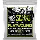 ERNIE BALL - FILET PLAT REGULAR SLINKY FLATWOUND SHORT SCALE 45-105