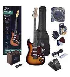 EKO - ST 100 TYPE STRAT SUNBURST + AMPLI 3W/BLUETOOTH + HOUSSE ET ACCESSOIRES