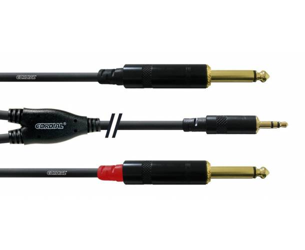 Cordial - câble Y Jack 3.5 ST / 2 x Jack Mono Gold 3m INTRO