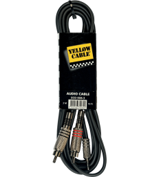 YELLOW CABLE - K06M-3 CORDON JACK MALE  STEREO  3.5/ 2X RCA MALE 3M