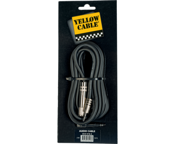 YELLOW CABLE - K16-3 CORDON JACK MALE STEREO 3.5/JACK STEREO FEMELLE 3M