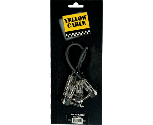 YELLOW CABLE - P020C RACCORDS JACK / JACK 20 CM COUDES (LA PAIRE)