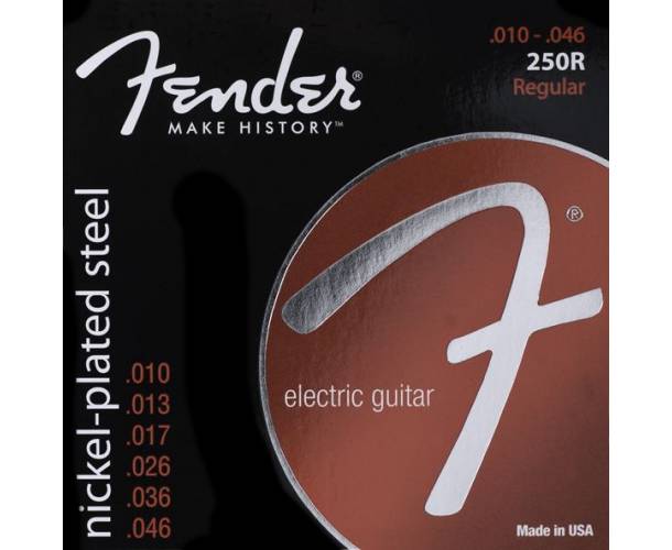 FENDER - Super 250 Guitar Strings  Nickel Plated Steel  Ball End  250R Gauges .010-.046  (6)