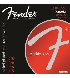 FENDER - 7250 Bass Strings  Nickel Plated Steel  Long Scale  7250M .045-.105 Gauges  (4)