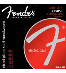 FENDER - 7250 Bass Strings  Nickel Plated Steel  Long Scale  7250-5L .040-.115 Gauges  (5)