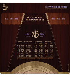D'ADDARIO NICKEL BRONZE NB1152 CUSTOM LIGHT, 11-52