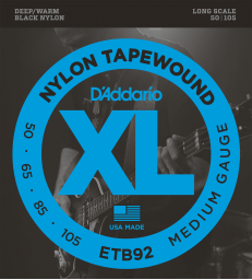 D'ADDARIO - ETB92 JEU BASS NYLON NOIR 50-105 LONG SCALE ETB92