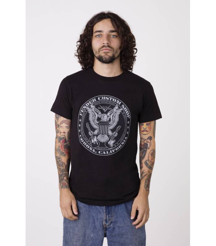 Fender T shirt Custom Shop Eagle Noir L V tements